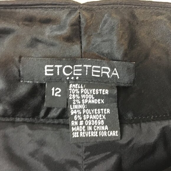 ETCETERA Dress Pants 12 Wool Blend Mid Rise Wide Leg Coot Solid Black Career - Picture 9 of 12